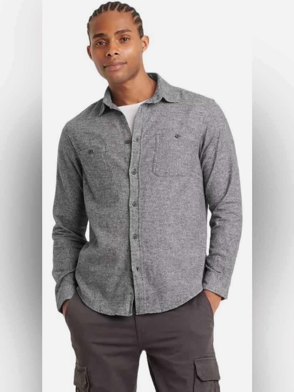 NWT Goodfellow Midweight Standard Fit Flannel Long Sleeve Button-Down Shirt (L)